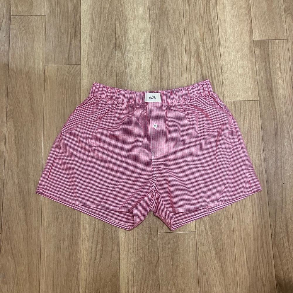 Oddli Classic Boxers - Red Mini Gingham NWOT